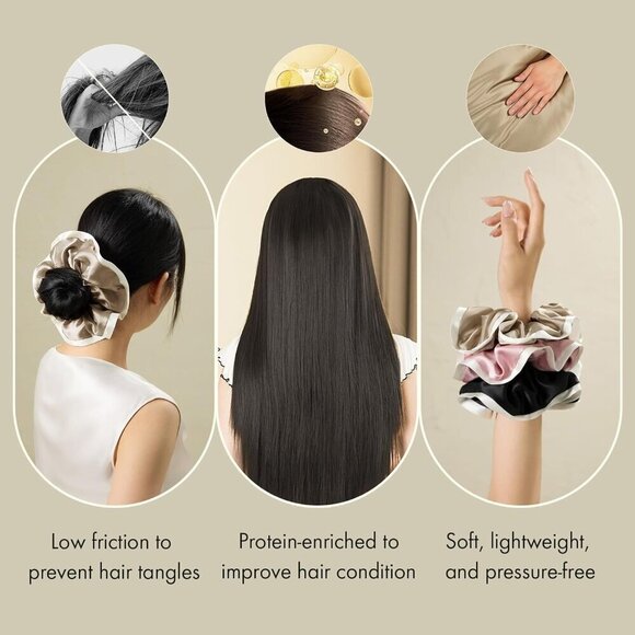 Silk Hair Scrunchie Large Breathable Frill Tie for Women Hair Loss Prevention main image 4